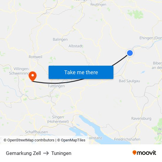 Gemarkung Zell to Tuningen map