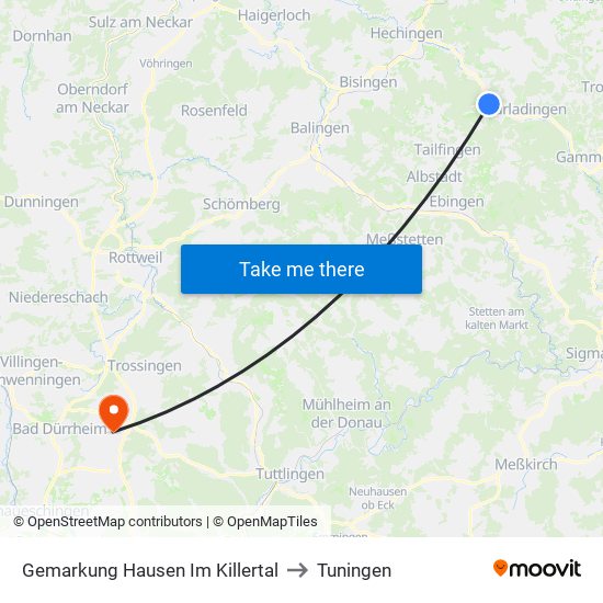 Gemarkung Hausen Im Killertal to Tuningen map