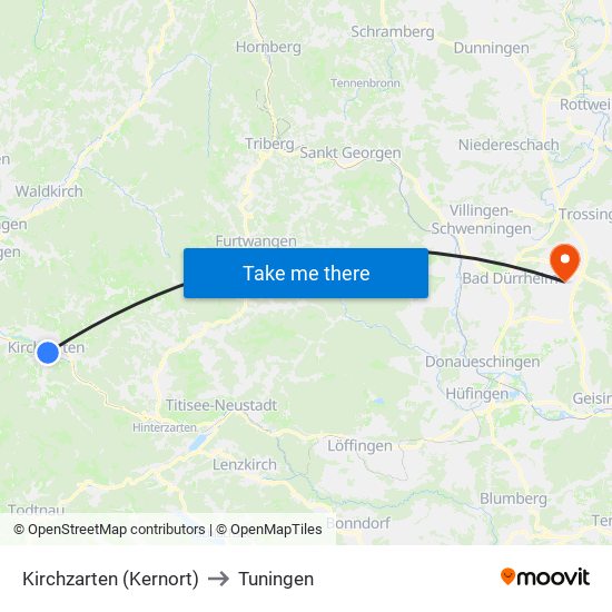 Kirchzarten (Kernort) to Tuningen map