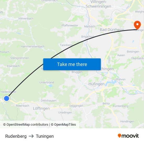 Rudenberg to Tuningen map