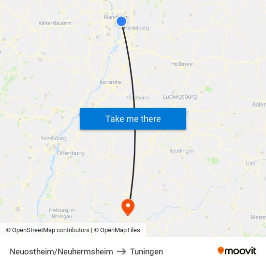 Neuostheim/Neuhermsheim to Tuningen map