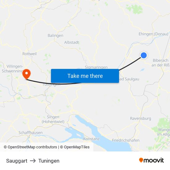 Sauggart to Tuningen map