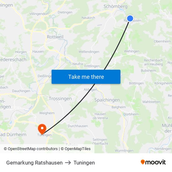 Gemarkung Ratshausen to Tuningen map