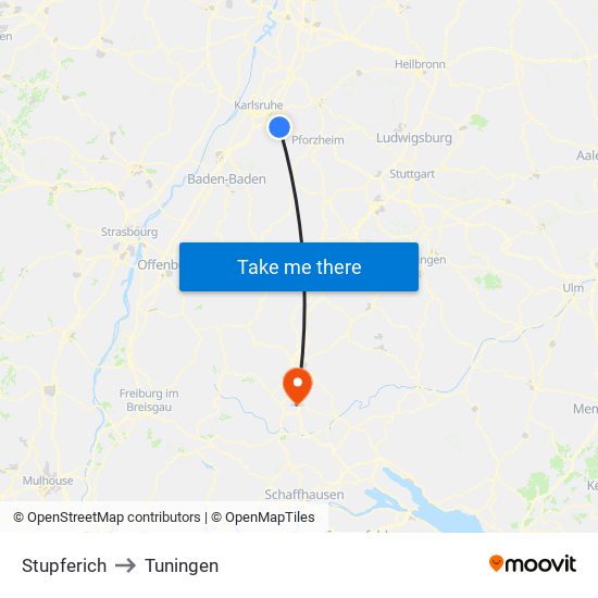 Stupferich to Tuningen map