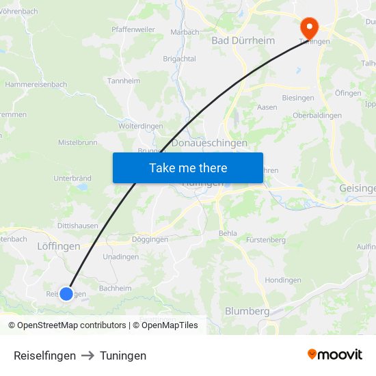 Reiselfingen to Tuningen map