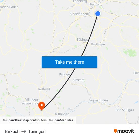 Birkach to Tuningen map