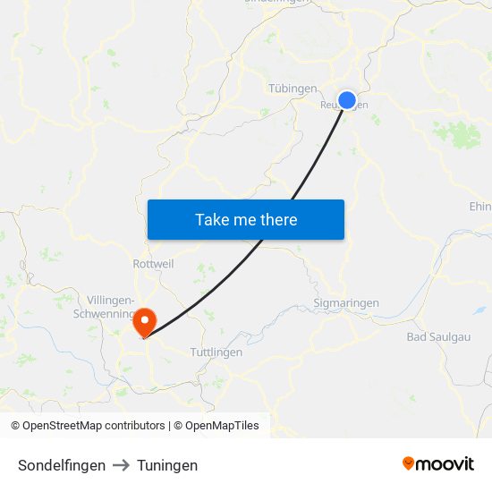 Sondelfingen to Tuningen map