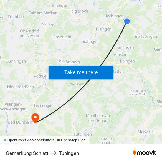 Gemarkung Schlatt to Tuningen map