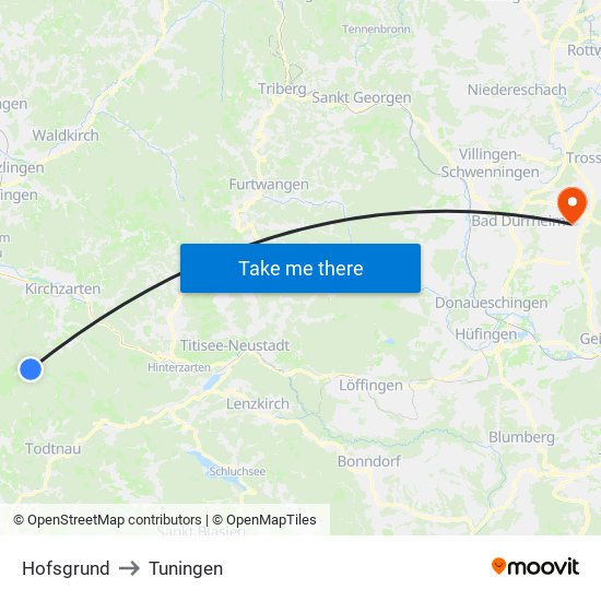 Hofsgrund to Tuningen map