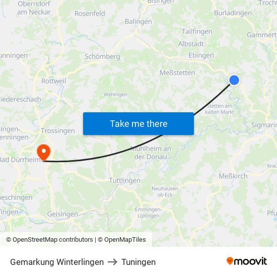 Gemarkung Winterlingen to Tuningen map