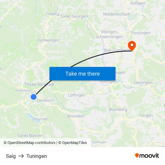 Saig to Tuningen map