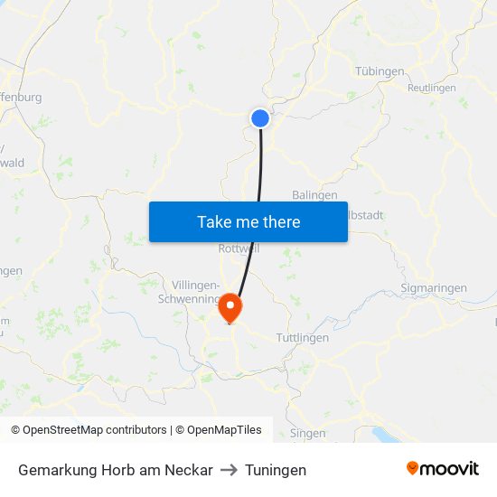 Gemarkung Horb am Neckar to Tuningen map