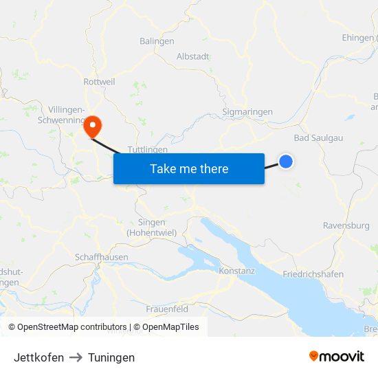 Jettkofen to Tuningen map