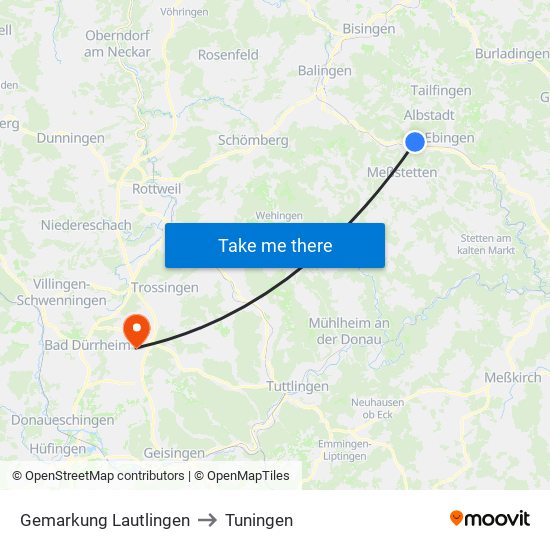 Gemarkung Lautlingen to Tuningen map