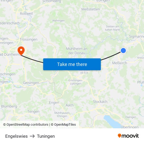 Engelswies to Tuningen map