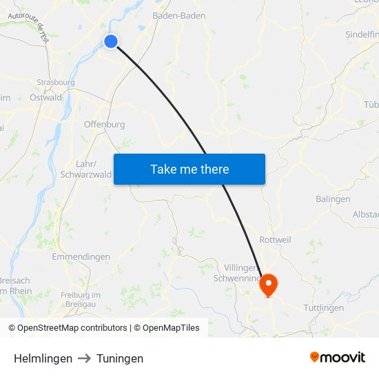 Helmlingen to Tuningen map