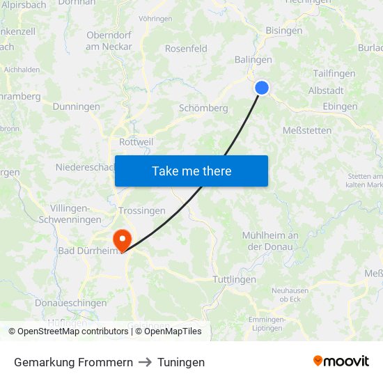 Gemarkung Frommern to Tuningen map