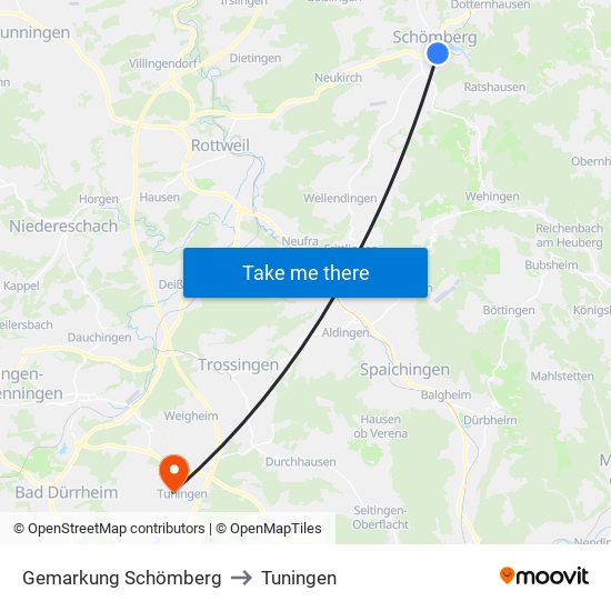 Gemarkung Schömberg to Tuningen map