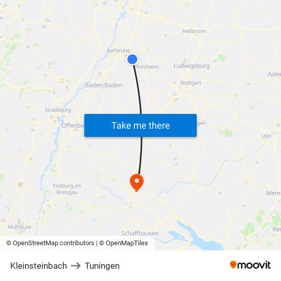Kleinsteinbach to Tuningen map