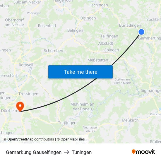 Gemarkung Gauselfingen to Tuningen map