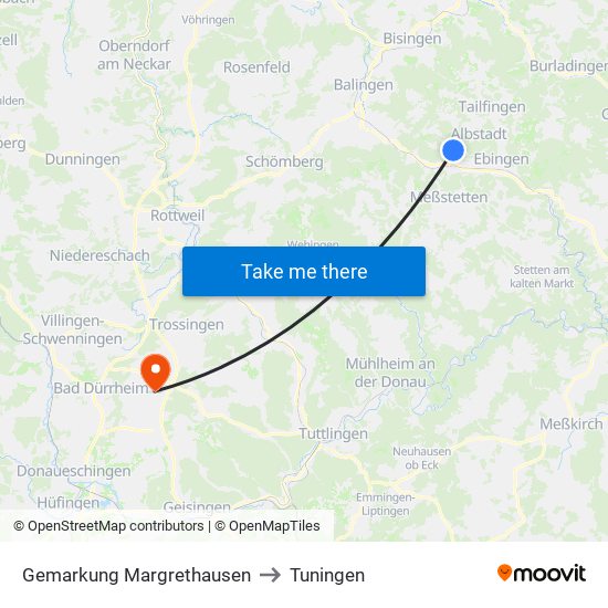 Gemarkung Margrethausen to Tuningen map