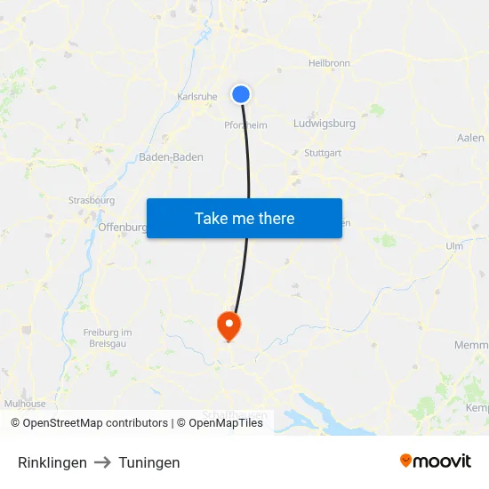Rinklingen to Tuningen map