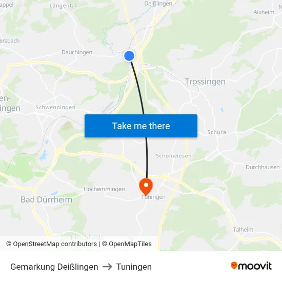 Gemarkung Deißlingen to Tuningen map