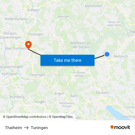 Thalheim to Tuningen map