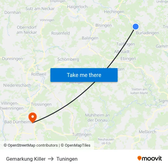Gemarkung Killer to Tuningen map