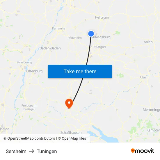 Sersheim to Tuningen map