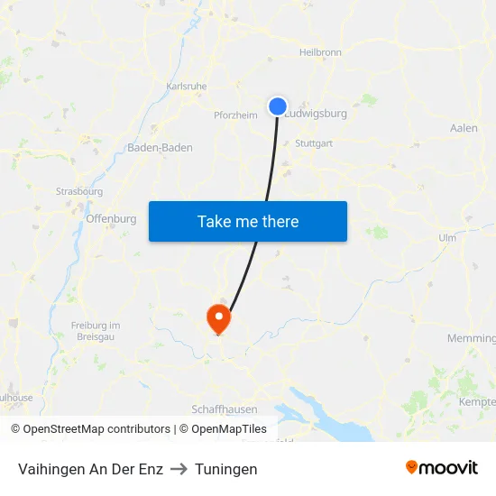 Vaihingen An Der Enz to Tuningen map
