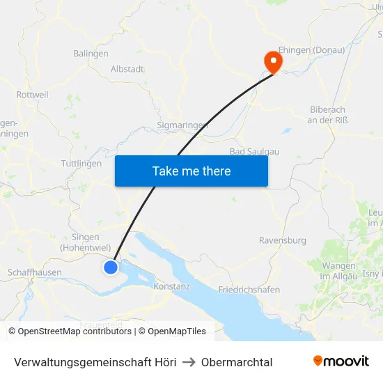 Verwaltungsgemeinschaft Höri to Obermarchtal map