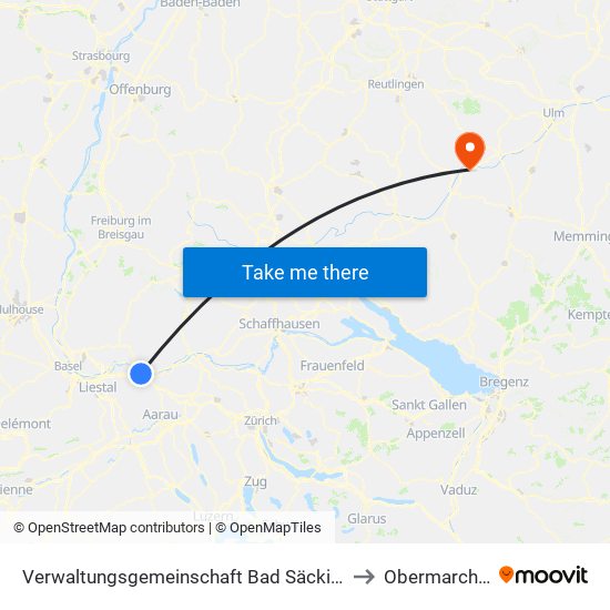 Verwaltungsgemeinschaft Bad Säckingen to Obermarchtal map