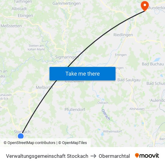 Verwaltungsgemeinschaft Stockach to Obermarchtal map