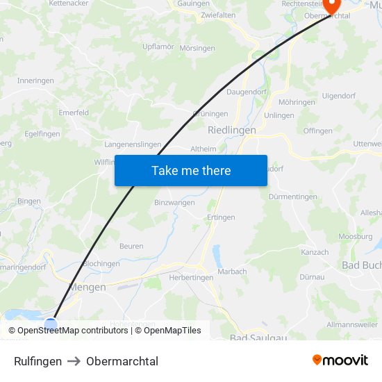 Rulfingen to Obermarchtal map