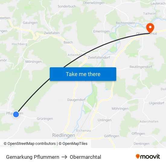 Gemarkung Pflummern to Obermarchtal map