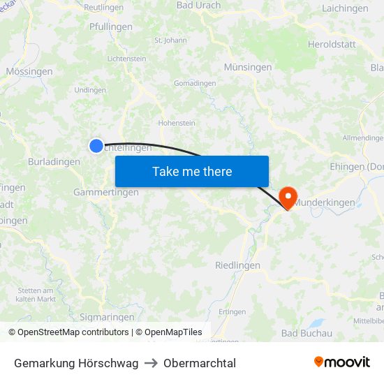 Gemarkung Hörschwag to Obermarchtal map
