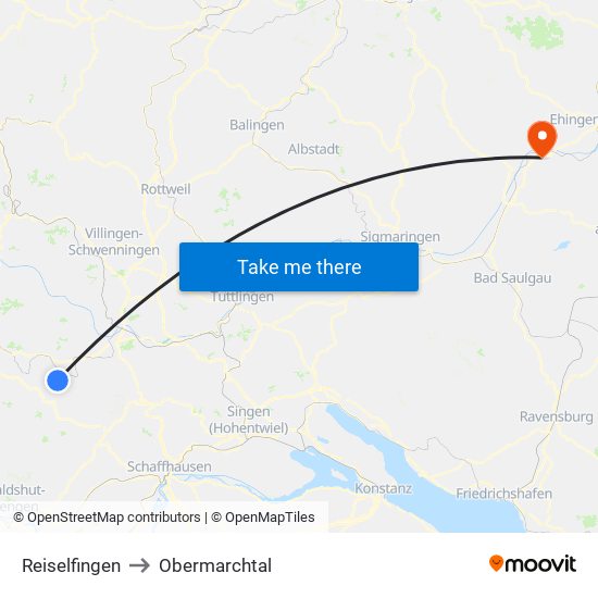 Reiselfingen to Obermarchtal map