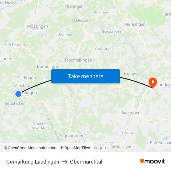 Gemarkung Lautlingen to Obermarchtal map