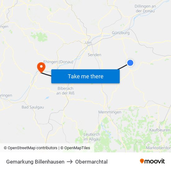 Gemarkung Billenhausen to Obermarchtal map