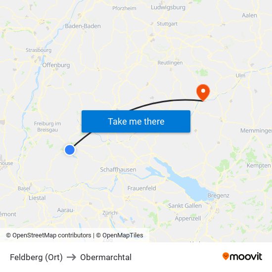 Feldberg (Ort) to Obermarchtal map