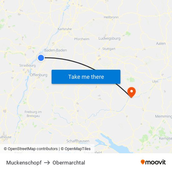 Muckenschopf to Obermarchtal map