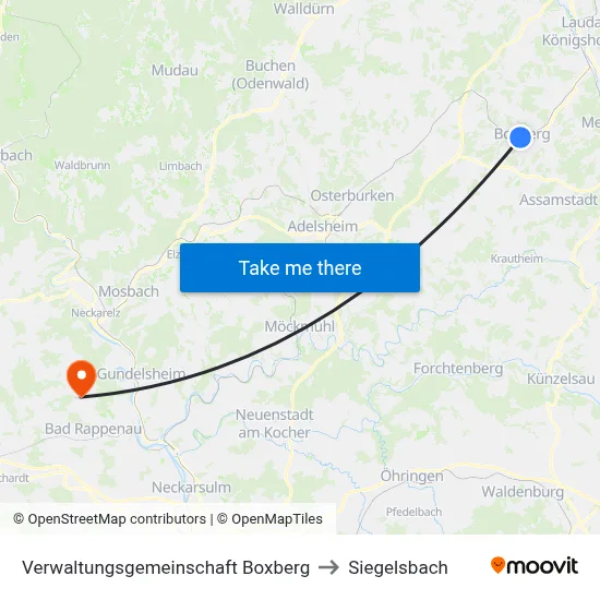 Verwaltungsgemeinschaft Boxberg to Siegelsbach map
