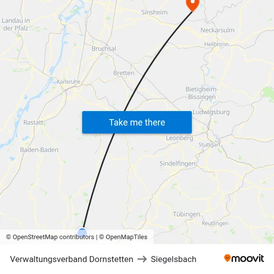 Verwaltungsverband Dornstetten to Siegelsbach map