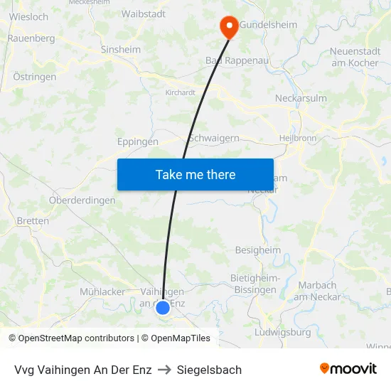 Vvg Vaihingen An Der Enz to Siegelsbach map