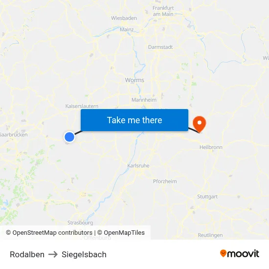 Rodalben to Siegelsbach map