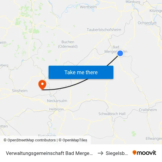 Verwaltungsgemeinschaft Bad Mergentheim to Siegelsbach map