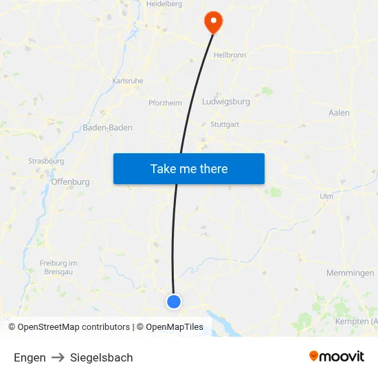 Engen to Siegelsbach map