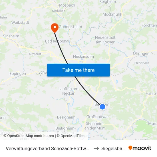 Verwaltungsverband Schozach-Bottwartal to Siegelsbach map