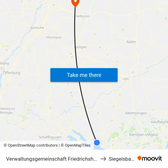 Verwaltungsgemeinschaft Friedrichshafen to Siegelsbach map